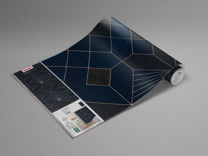 Deco Obsidian - Blue - Custom Sized Wallpaper Mural (per m2)