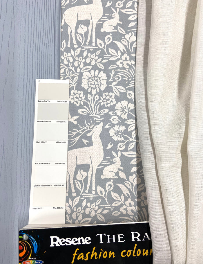 Deer Woods – Folk Forest Wallpaper – Blue