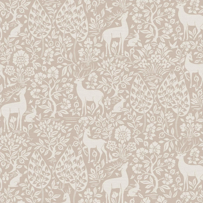 Deer Woods – Folk Forest Wallpaper – Pink