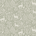 Deer Woods – Folk Forest Wallpaper – Sage