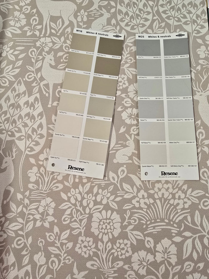 Deer Woods – Folk Forest Wallpaper – Taupe