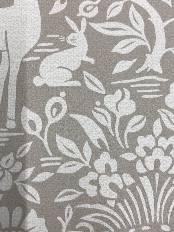 Deer Woods – Folk Forest Wallpaper – Taupe