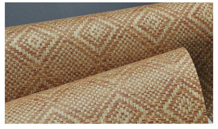 Diamond Wave - Grasscloth Wallpaper - Caramel Latte