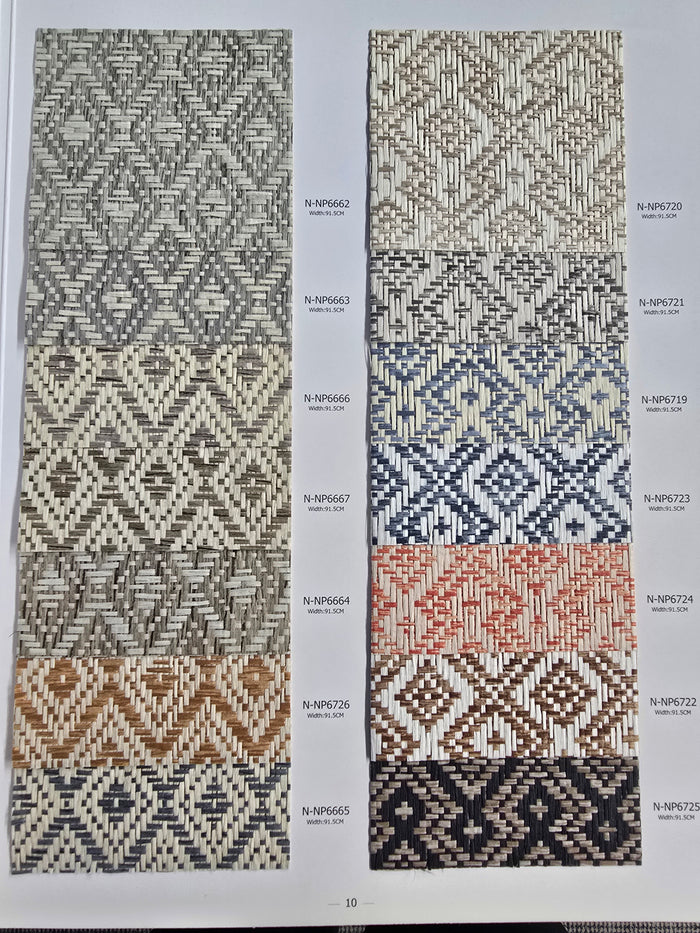 Diamond Wave - Grasscloth Wallpaper - Caramel Latte