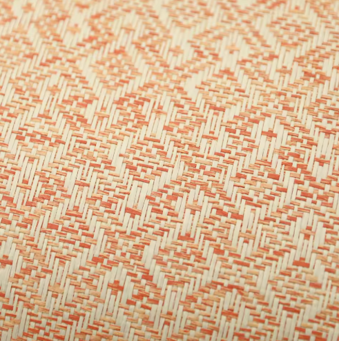 Diamond Wave - Grasscloth Wallpaper - Light Orange