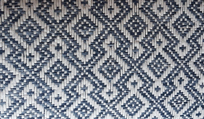 Diamond Wave - Grasscloth Wallpaper - Navy and White