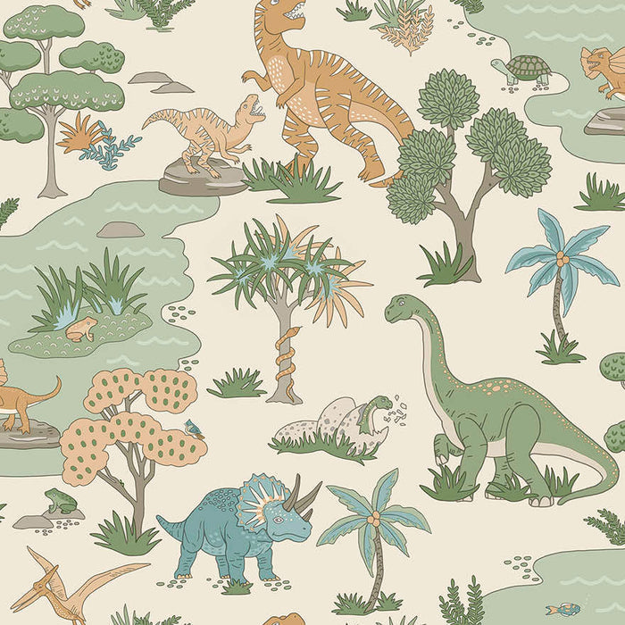 Dino Zoo Wallpaper - Cream/Multi
