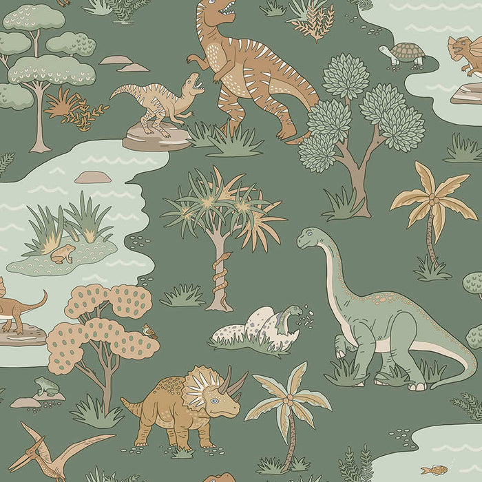 Dino Zoo Wallpaper - Green