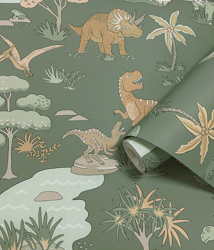 Dino Zoo Wallpaper - Green