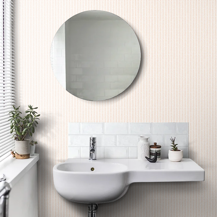Ditsy Leaf Stripe Wallpaper - Apricot