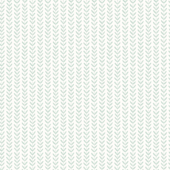 Ditsy Leaf Stripe Wallpaper - Duckegg