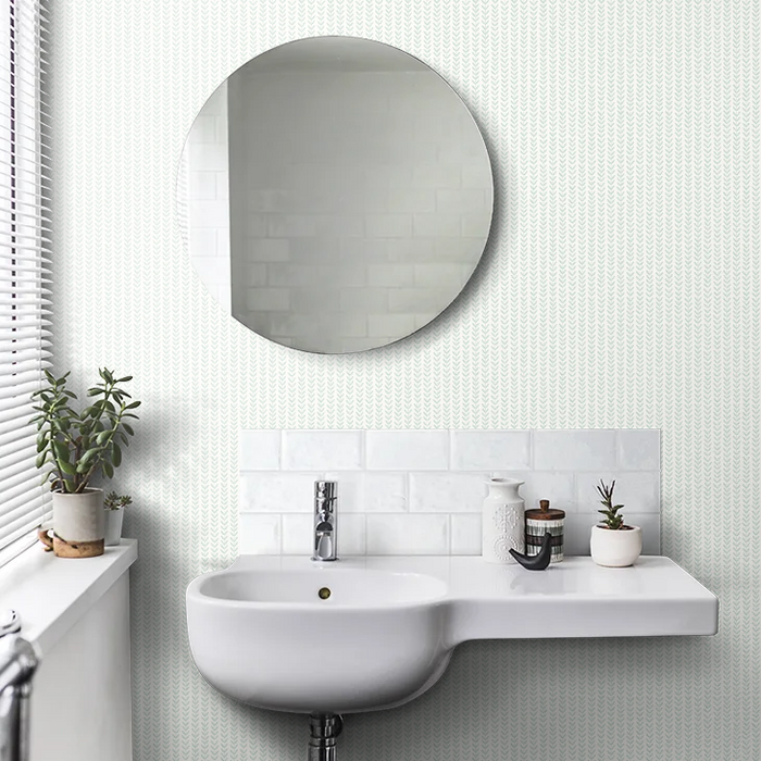 Ditsy Leaf Stripe Wallpaper - Duckegg