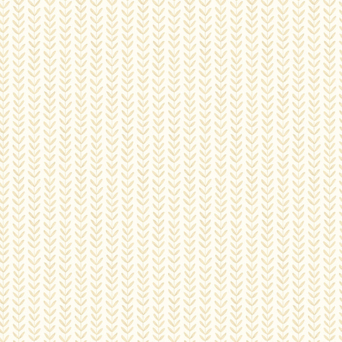 Ditsy Leaf Stripe Wallpaper - Hay