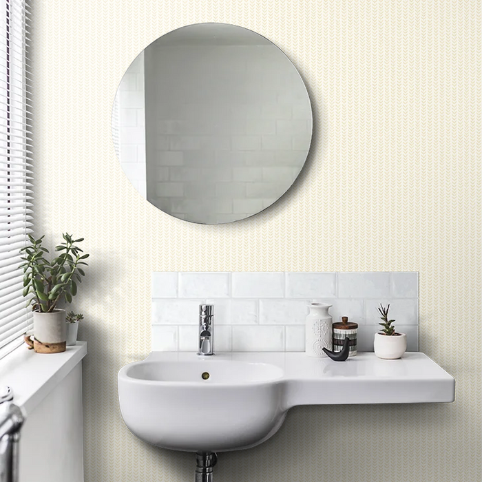 Ditsy Leaf Stripe Wallpaper - Hay