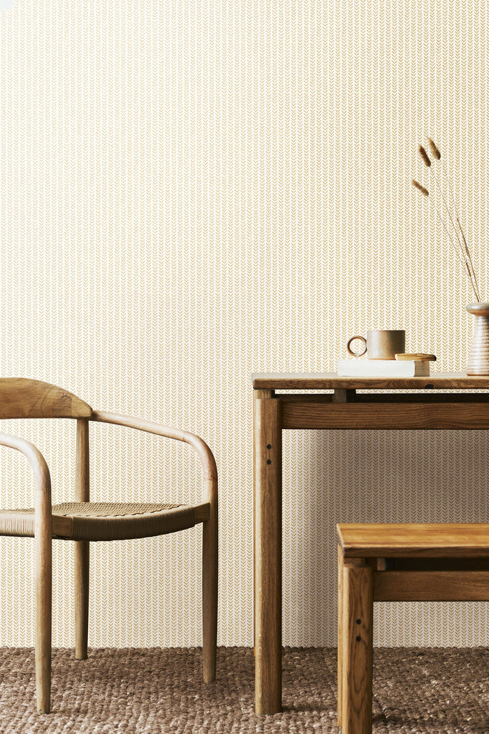 Ditsy Leaf Stripe Wallpaper - Linen