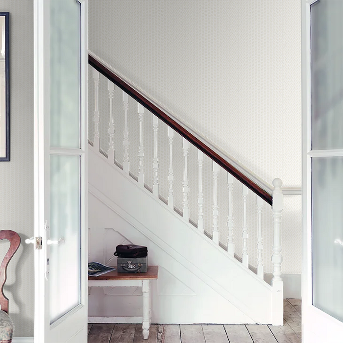 Ditsy Leaf Stripe Wallpaper - Linen