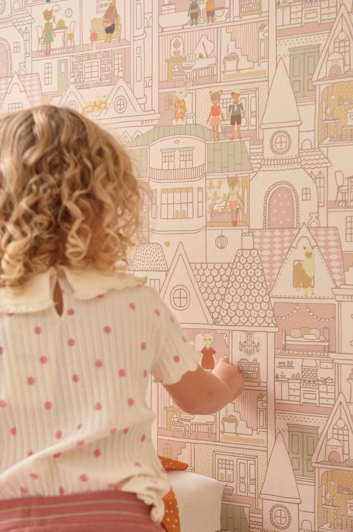 Dollhouse Wallpaper - Sunny Pink