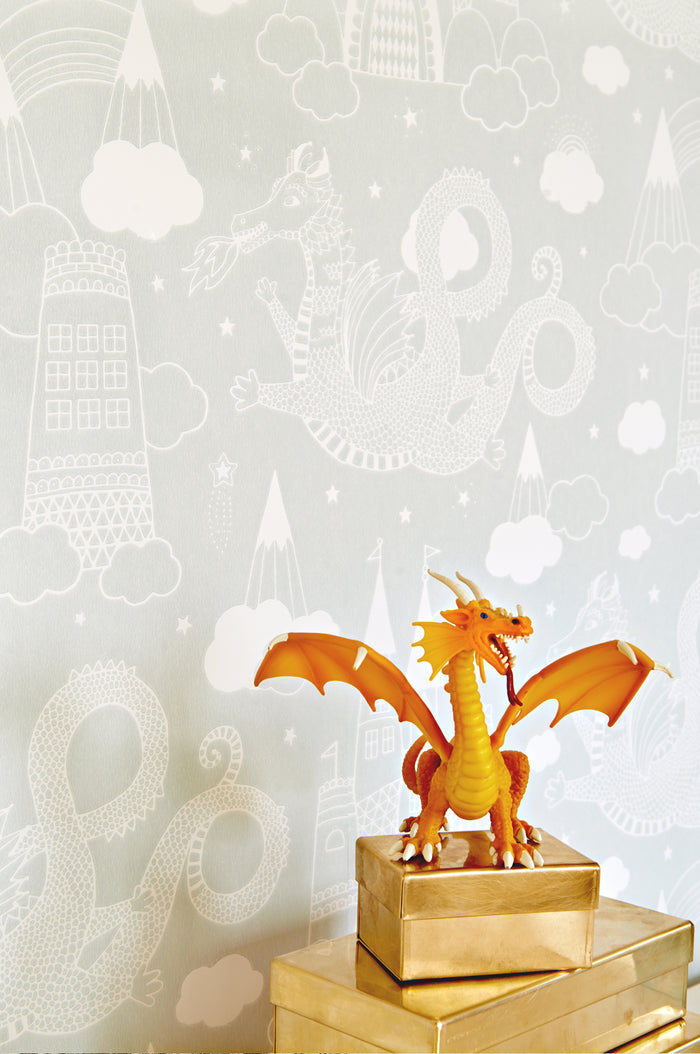 Dragon Sky Wallpaper - Grey