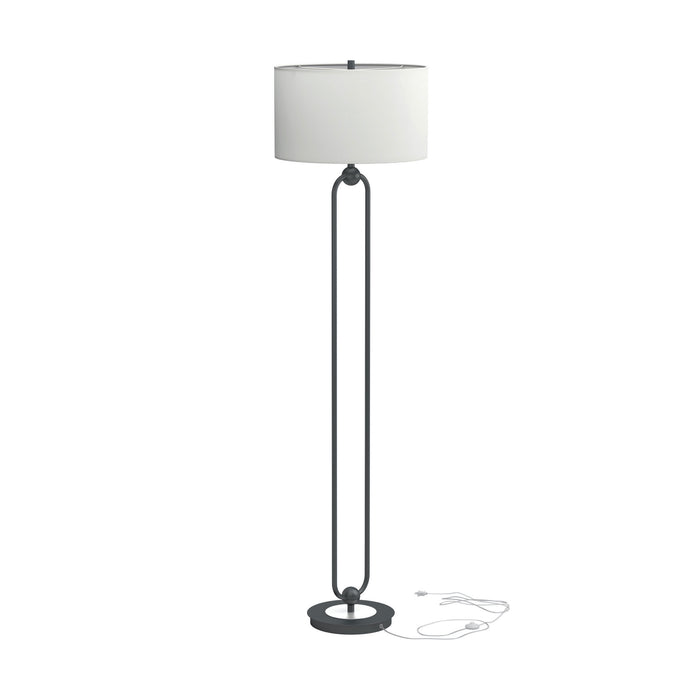 Drum Shade Floor Lamp White And Bronze - Adams Furniture