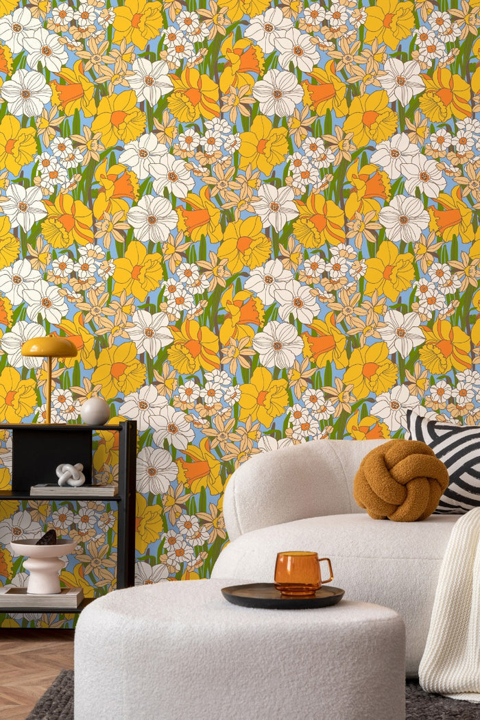 Easter Parade - Custom Sized Wallpaper Mural (per m2) - Blue Multi