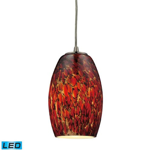 Elk 10220/1EMB-LED Maui 1-LED Light Pendant with Ember Glass Shade, 5 by 8-Inch, Satin Nickel Finish