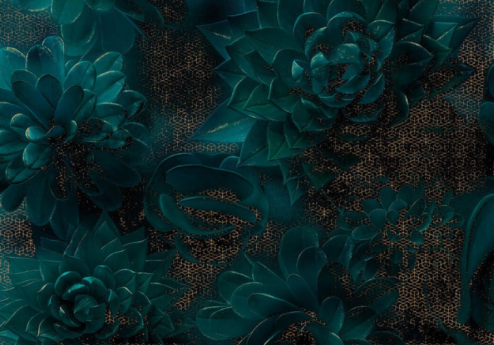 Emerald Bloom - Custom Sized Wallpaper Mural (per m2)