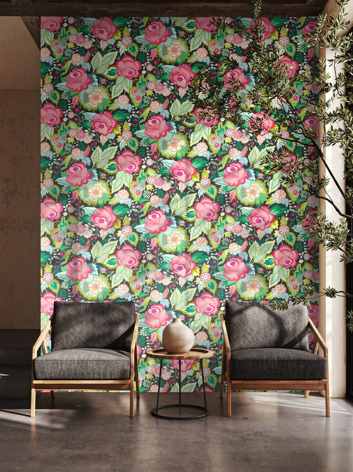 Emily Rose Wallpaper  - Ebony Citrus