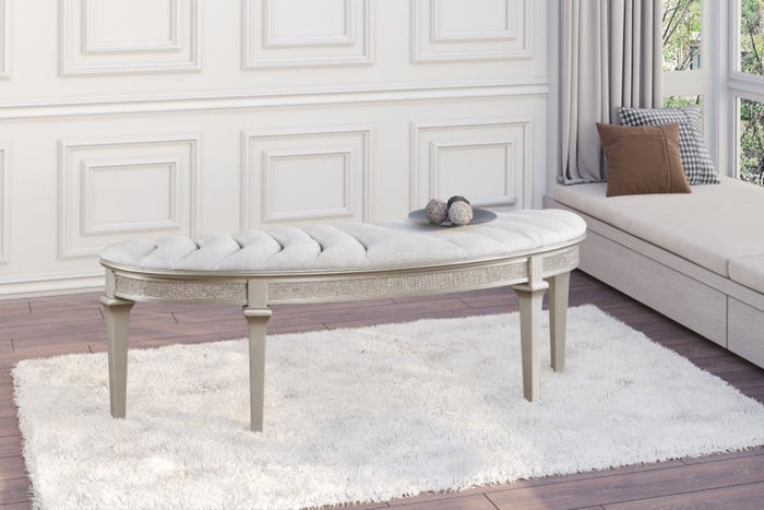 Evangeline Upholstered Demilune Bench - Adams Furniture