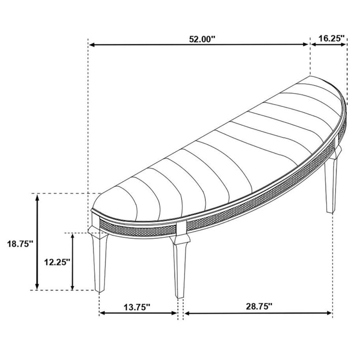 Evangeline Upholstered Demilune Bench - Adams Furniture