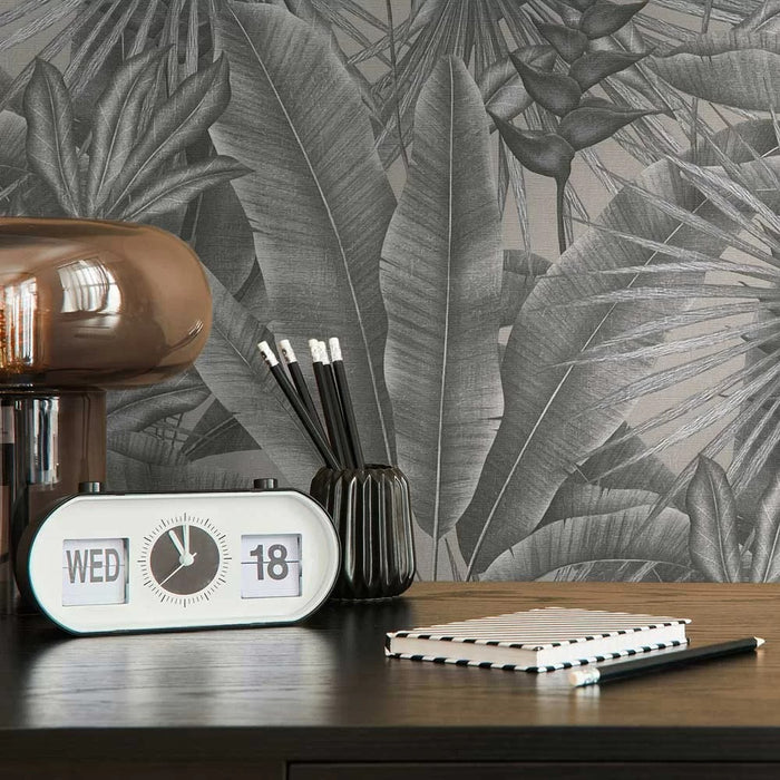 Exotic Jungle Wallpaper - Charcoal
