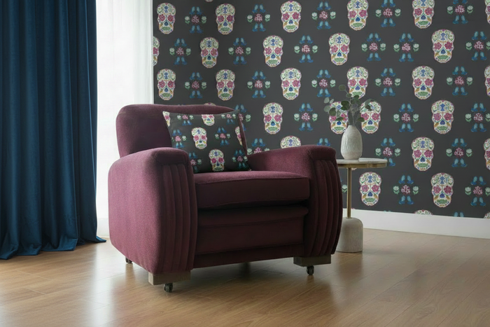 Felix Plum Chair - Blue Velvet Curtains