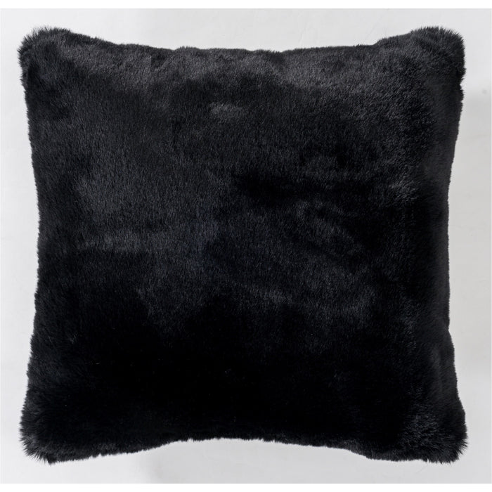 Faux Rabbit Fur Black Pillow - Adams Furniture