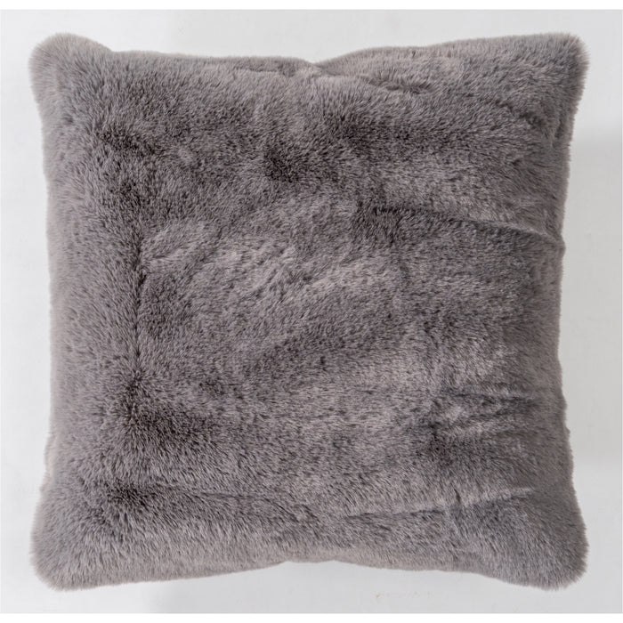 Faux Rabbit Fur Grey Pillow - Adams Furniture