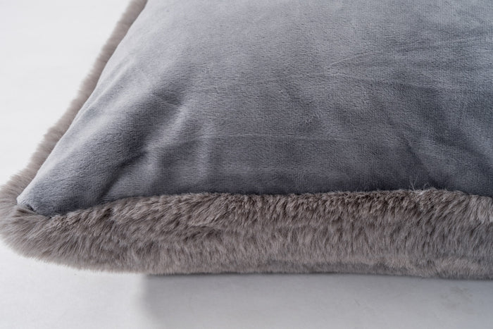 Faux Rabbit Fur Grey Pillow - Adams Furniture