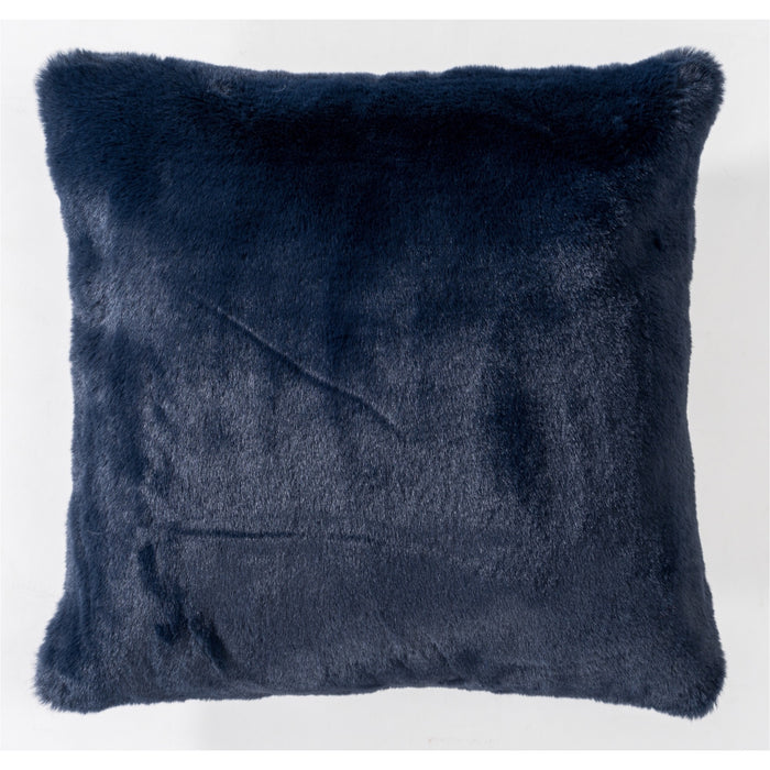 Faux Rabbit Fur Navy Pillow - Adams Furniture