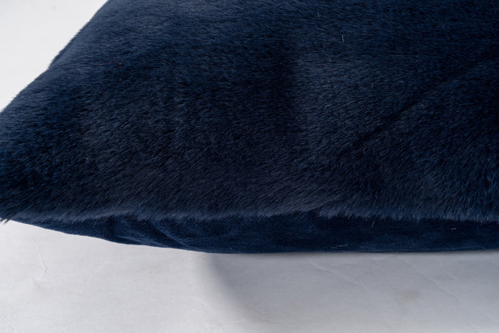 Faux Rabbit Fur Navy Pillow - Adams Furniture