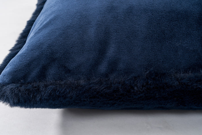 Faux Rabbit Fur Navy Pillow - Adams Furniture