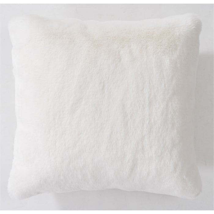 Faux Rabbit Fur White Pillow - Adams Furniture