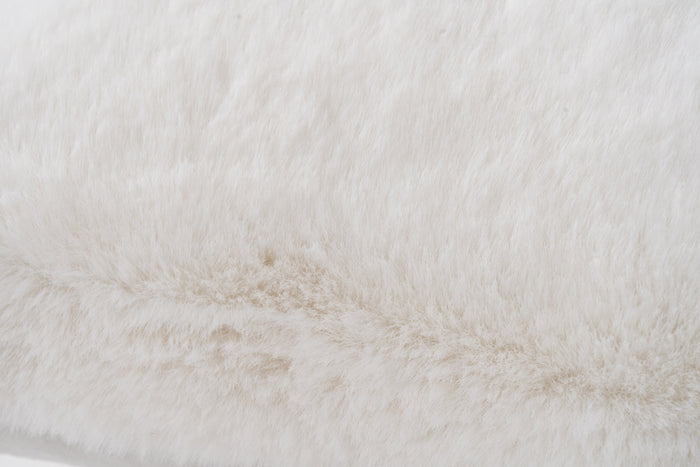Faux Rabbit Fur White Pillow - Adams Furniture