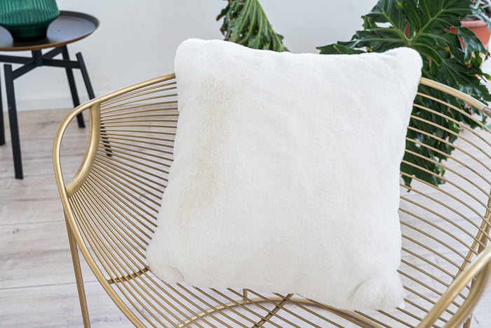 Faux Rabbit Fur White Pillow - Adams Furniture