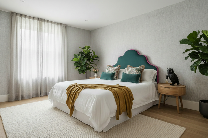 Full Room Shot - No Wardrobe, Birch Almost Silver Wallpaper