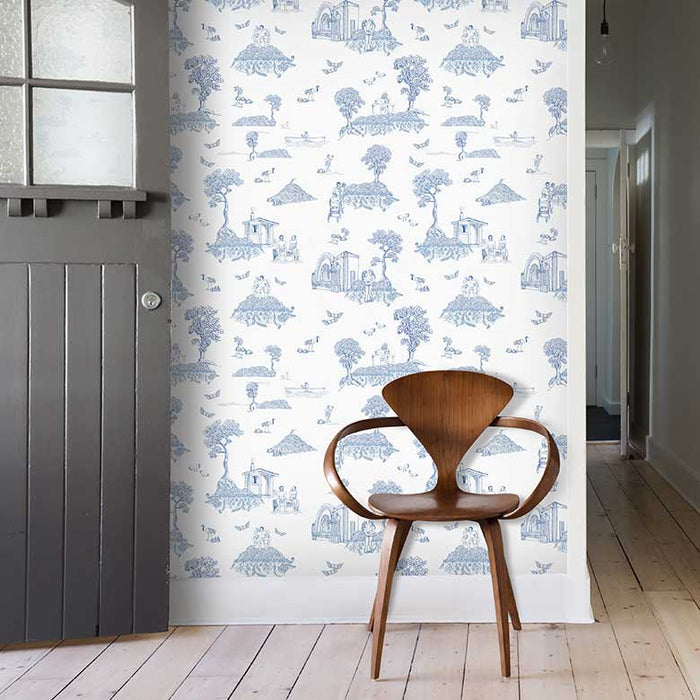 Finland Toile - Scandinavian Wallpaper - Blue