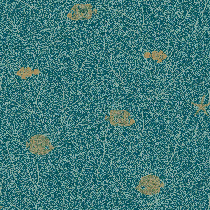 Fish and Chips Wallpaper - Turquoise - Discontinuing