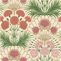 Flamenco Fan Wallpaper - Fuchsia, Rouge & Metallic Gold on Cream