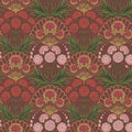 Flamenco Fan Wallpaper - Rose Bright & Metallic Gold on Crimson