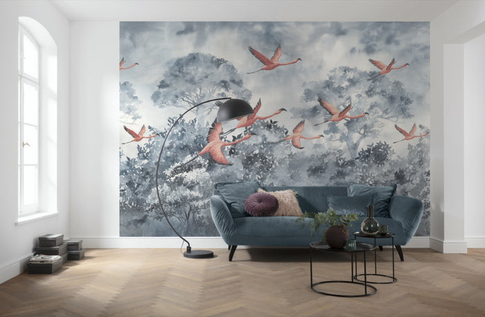 Flamingos in the Sky - Custom Sized Wallpaper Mural (per m2)