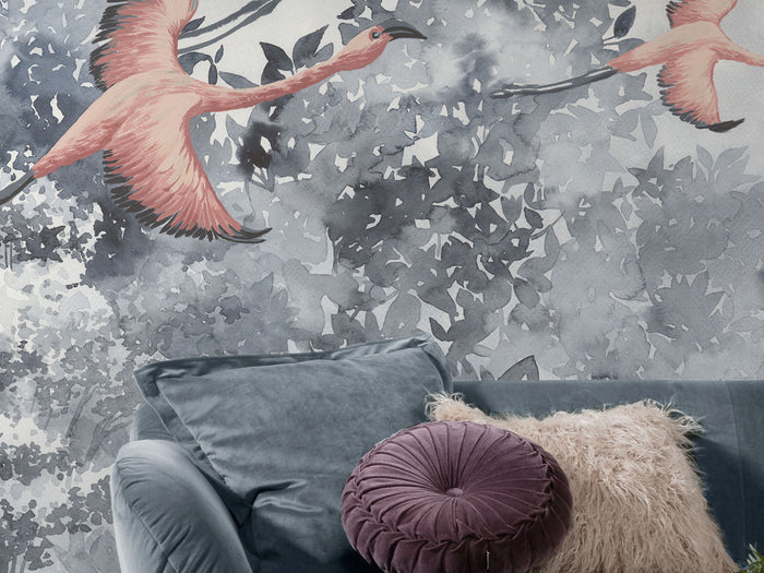 Flamingos in the Sky - Custom Sized Wallpaper Mural (per m2)