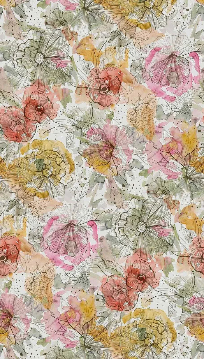 Floating Floral Hybrid Mural Wallpaper