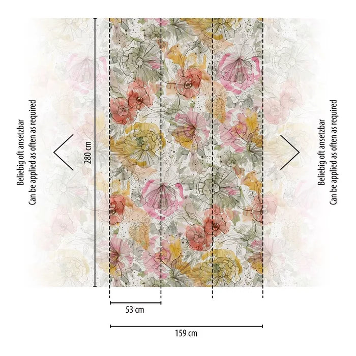 Floating Floral Hybrid Mural Wallpaper
