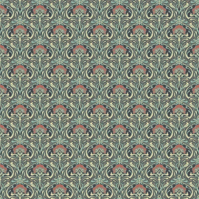 Flora Art Deco Wallpaper - Peacock Green